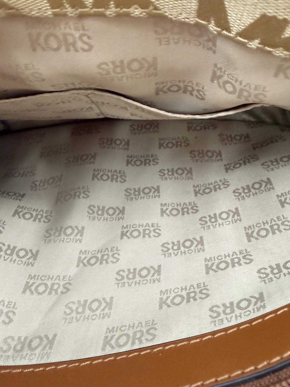 Michael Kors Beige/Tan MK Logo Tote with Front Pocket used condition!! - Picture 9 of 12